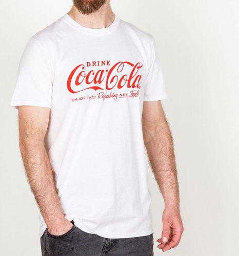 Men's White Drink Coca-Cola Logo T-Shirt Men's White Drink Coca-Cola Logo T-Shirt
