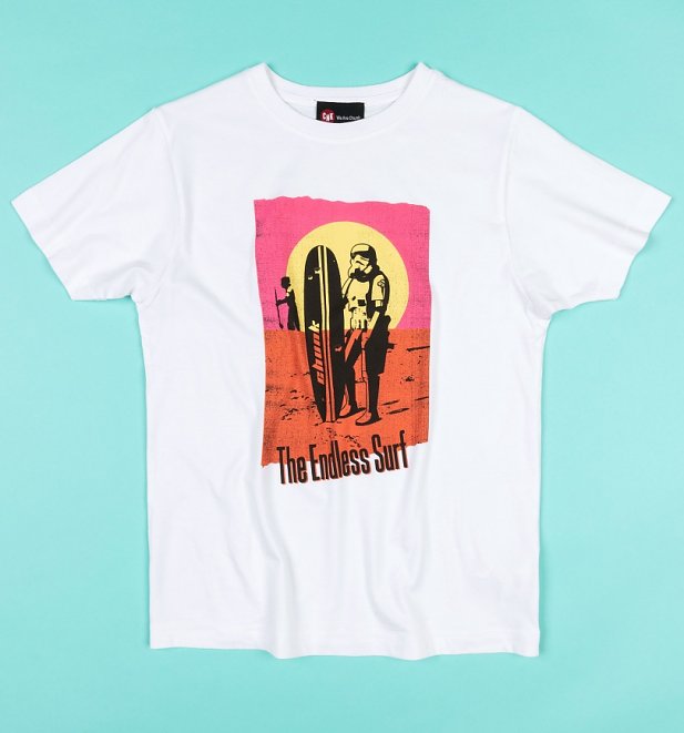 Men's White Endless Surf Stormtrooper Star Wars T-Shirt from Chunk Men's White Endless Surf Stormtrooper Star Wars T-Shirt from Chunk