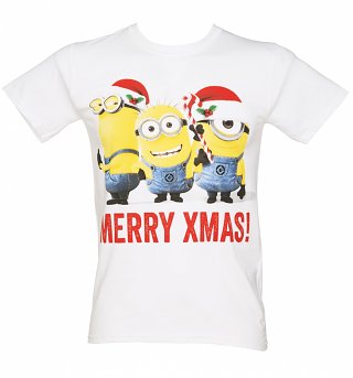 Men's White Merry Xmas Minions T-Shirt Men's White Merry Xmas Minions T-Shirt