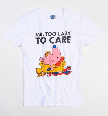 Men's White Mr Lazy Too Lazy To Care T-Shirt Men's White Mr Lazy Too Lazy To Care T-Shirt