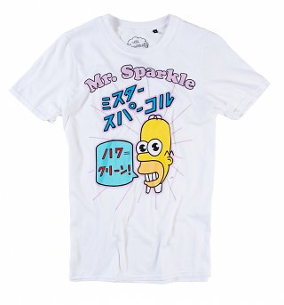 Men's White Simpsons Mr Sparkle T-Shirt Men's White Simpsons Mr Sparkle T-Shirt
