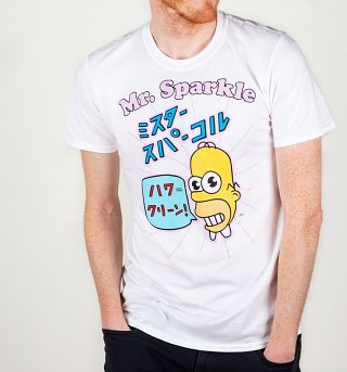 Men's White Simpsons Mr Sparkle T-Shirt Men's White Simpsons Mr Sparkle T-Shirt