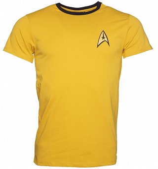 Men's Yellow Kirk Costume Star Trek Ringer T-Shirt Men's Yellow Kirk Costume Star Trek Ringer T-Shirt