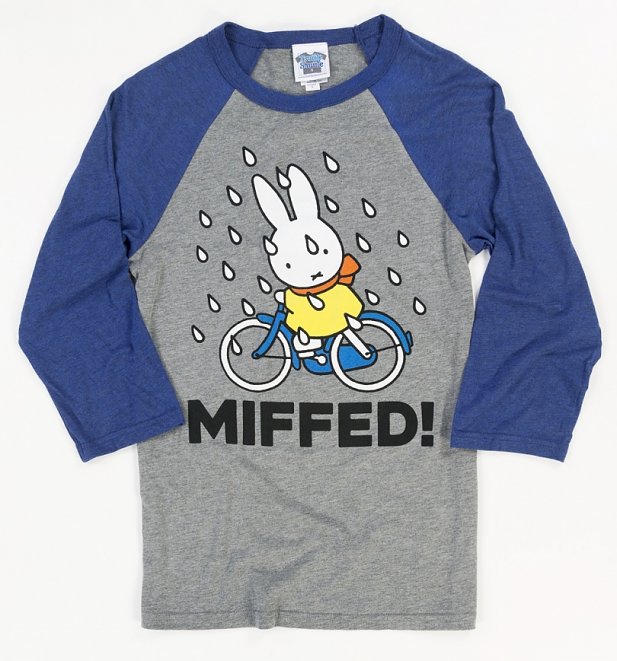Miffy Miffed Grey and Navy Triblend Raglan Baseball Tee Miffy Miffed Grey and Navy Triblend Raglan Baseball Tee