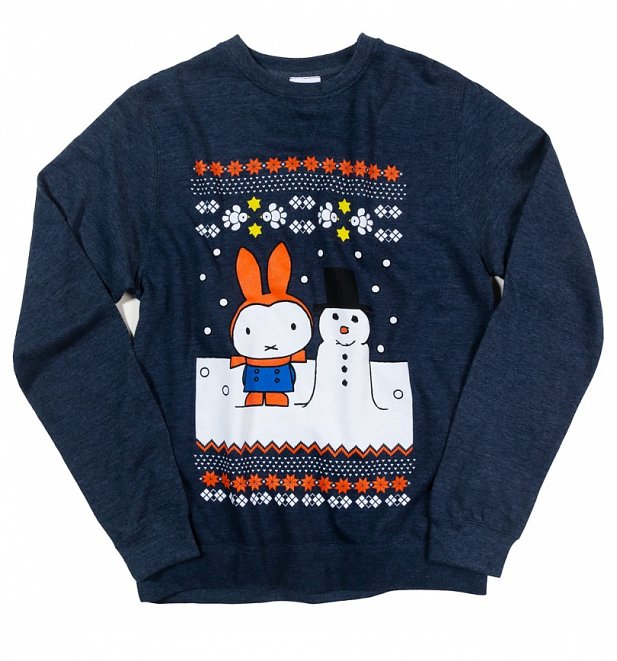 Miffy Snowman Fairisle Heather Navy Sweater Miffy Snowman Fairisle Heather Navy Sweater