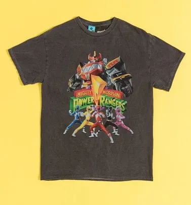 Mighty Morphin Power Rangers Vintage Wash Charcoal T-Shirt