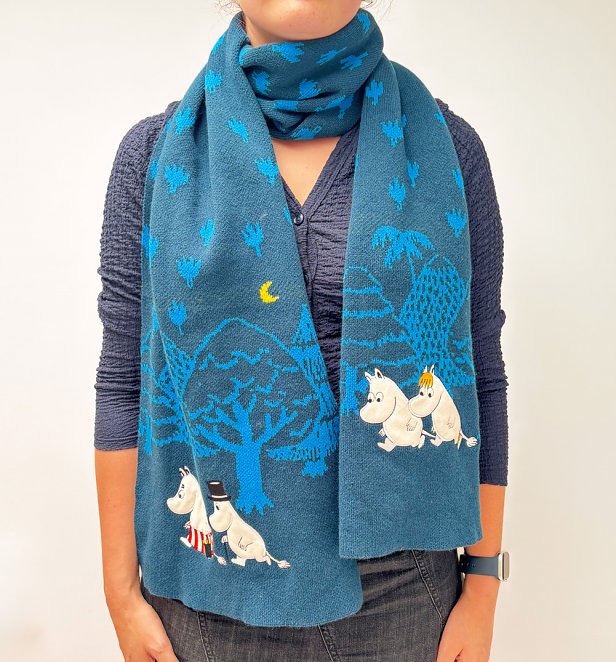 Moomin Blue Forest Embroidered Scarf Moomin Blue Forest Embroidered Scarf