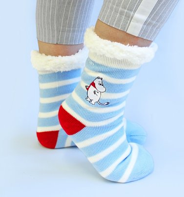 Moomin Blue Stripe Moomintroll Slipper Socks from House Of Disaster