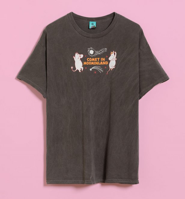 Moomin Comet In Moominland Vintage Wash Charcoal T-Shirt With Back Print