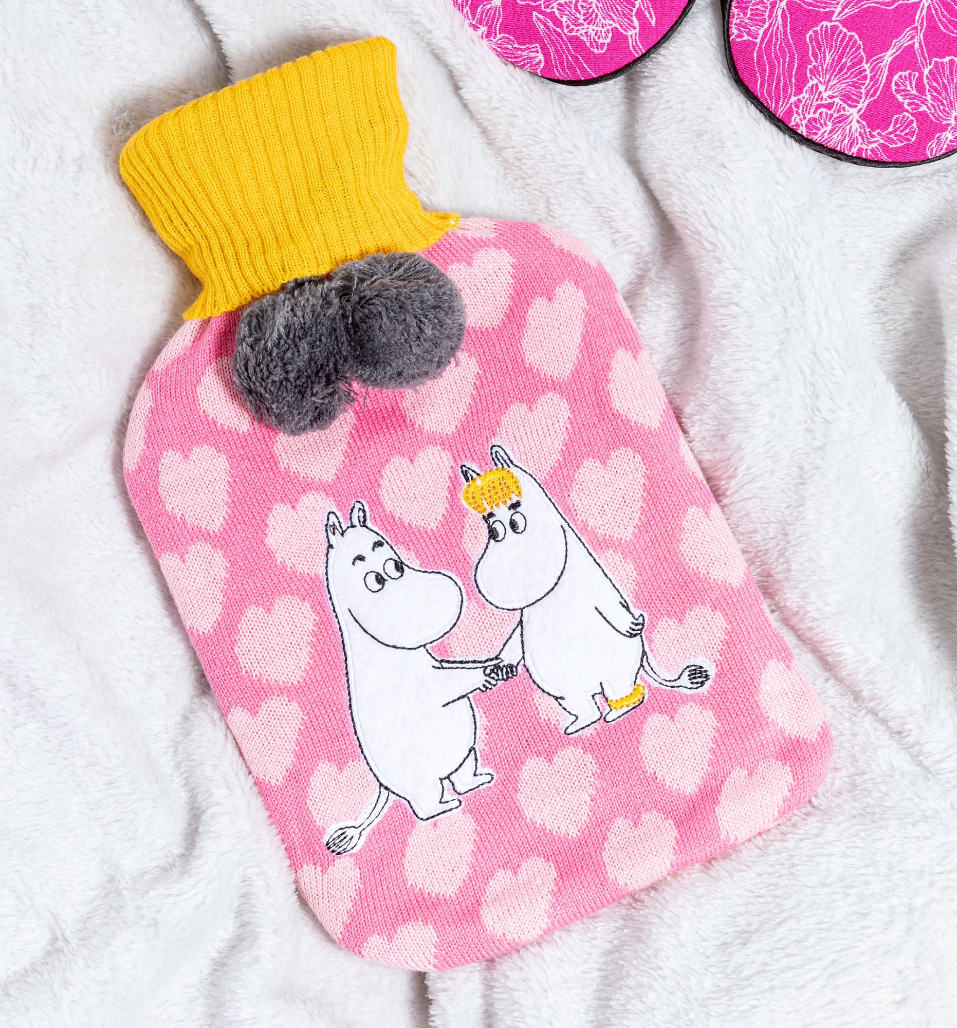 Moomin Pink Hearts Hot Water Bottle