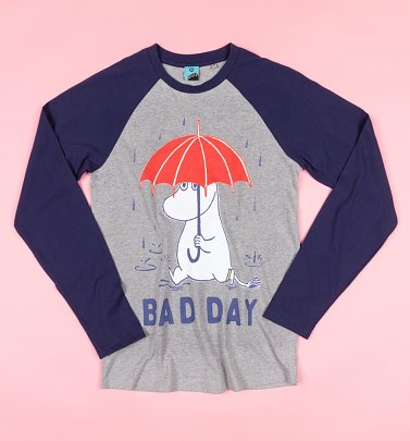 Moomins Bad Day Grey And Navy Baseball Shirt Moomins Bad Day Grey And Navy Baseball Shirt