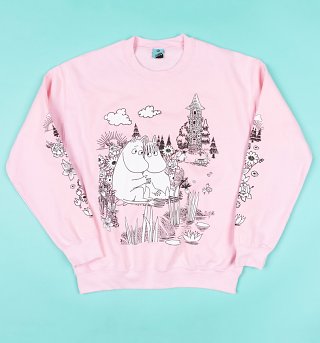 AWAITING APPROVAL PPS SENT 26/5 Moomins Scene Pink Sleeve Print Sweater