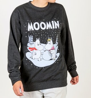 Moomins Winter Scene Black Sweater Moomins Winter Scene Black Sweater