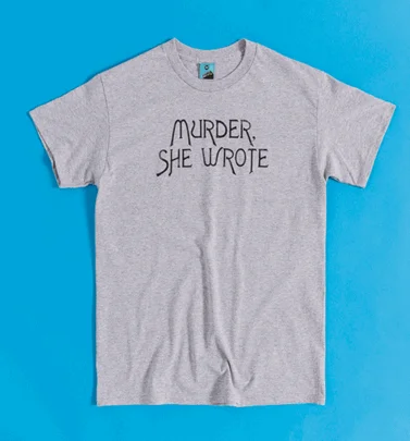 Murder She Wrote Typewriter Grey Marl T-Shirt With Back Print