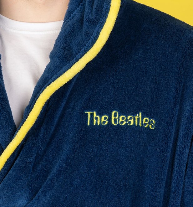 Navy Blue Fleece Yellow Submarine Beatles Hooded Bath Robe