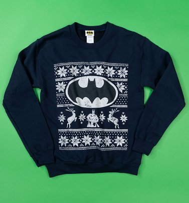 Navy DC Comics Batman Fair Isle Christmas Sweater Navy DC Comics Batman Fair Isle Christmas Sweater