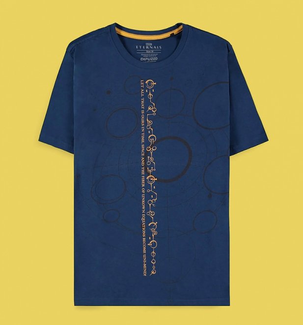 Navy Marvel Comics Eternals Script T-Shirt with Back print Navy Marvel Comics Eternals Script T-Shirt with Back print