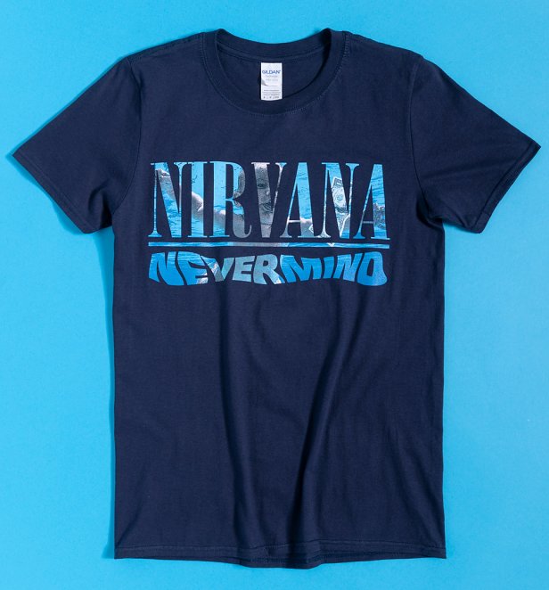 Navy Nirvana Nevermind T-Shirt with Back Print Navy Nirvana Nevermind T-Shirt with Back Print