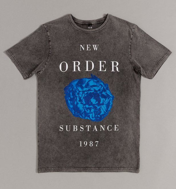 New Order Substance 1987 Stone Wash Charcoal T-Shirt New Order Substance 1987 Stone Wash Charcoal T-Shirt