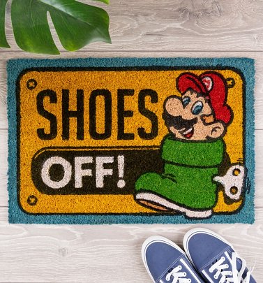 Nintendo Super Mario Shoes Off Door Mat Nintendo Super Mario Shoes Off Door Mat