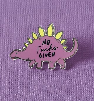 No F**** Given Stegosaurus Dinosaur Enamel Pin from Punky Pins No F**** Given Stegosaurus Dinosaur Enamel Pin from Punky Pins