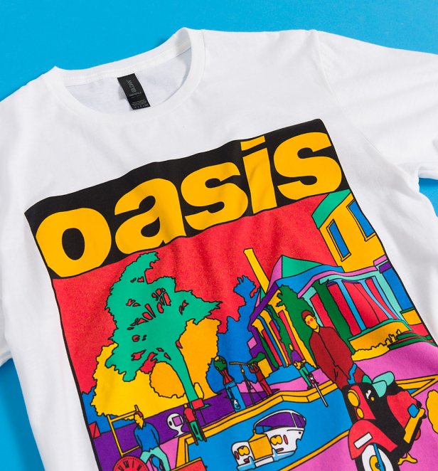 T-Shirt Ufficiale Oasis 'Be Here Now' - Bianca Con Illustrazione Noel E Liam Gallagher - Nuova Con Etichette - Foto 4