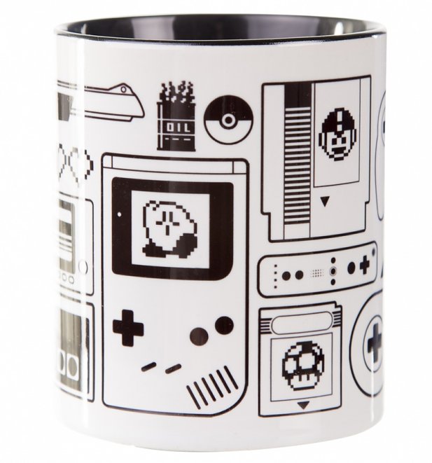 Old School Retro Gamer Black Handle Mug Old School Retro Gamer Black Handle Mug