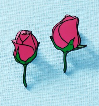 Pair Of Roses Enamel Pin Duo from Punky Pins Pair Of Roses Enamel Pin Duo from Punky Pins