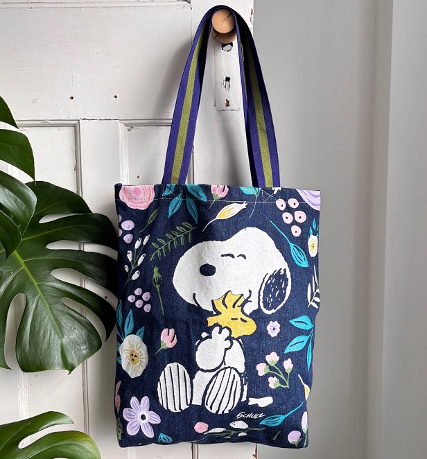 Peanuts Floral Denim Tote Bag from House Of Disaster