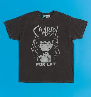 Peanuts Lucy Crabby For Life Vintage Wash Charcoal T-Shirt