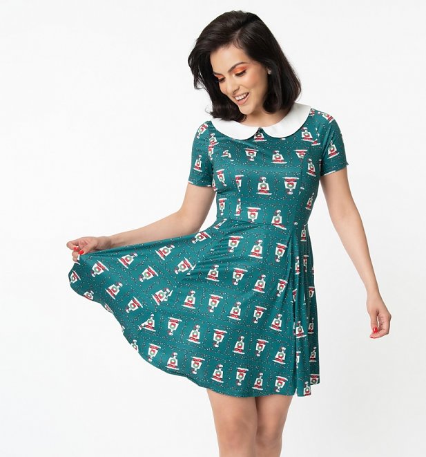 Peanuts Snoopy Christmas Lights Margot Peter Pan Collar Dress from Unique Vintage