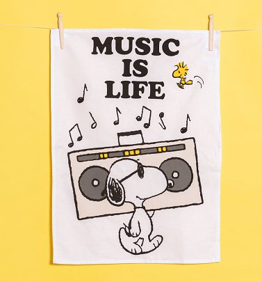 Peanuts Snoopy Music is Life Tea Towel