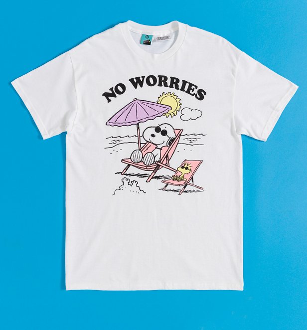 Peanuts Snoopy No Worries Beach White T-Shirt Peanuts Snoopy No Worries Beach White T-Shirt