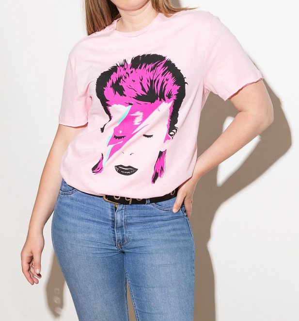 Pink David Bowie Aladdin Sane T-Shirt from Amplified
