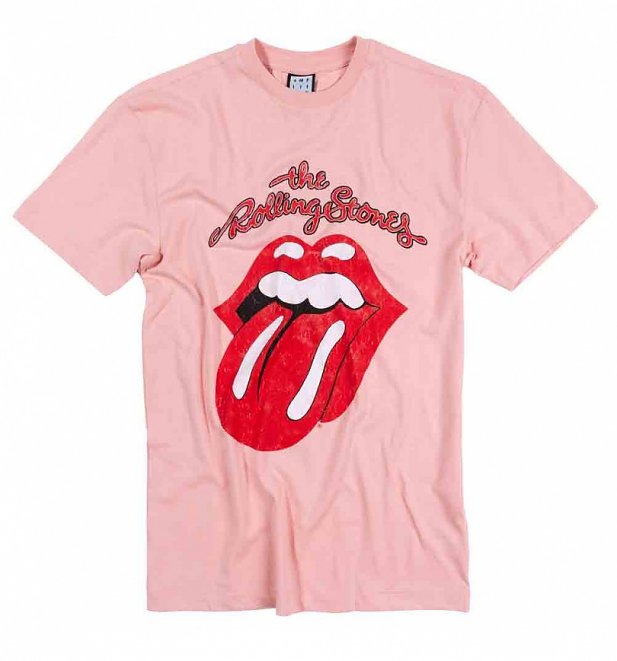 Pink The Rolling Stones Vintage Tongue T-Shirt from Amplified