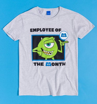 Grey Marl Pixar Monsters Inc Mike Employee of The Month T-Shirt