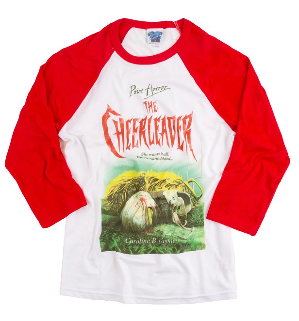 Point Horror The Cheerleader White And Red Raglan Baseball T-Shirt Point Horror The Cheerleader White And Red Raglan Baseball T-Shirt