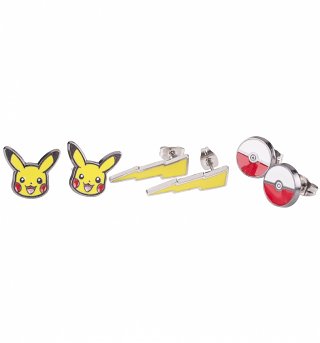 Pokemon Set Of Three Stud Earrings Pokemon Set Of Three Stud Earrings