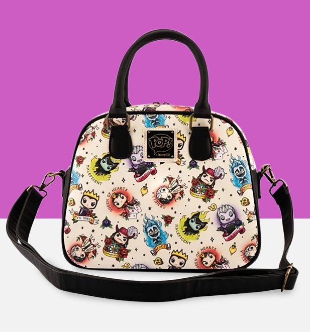 Pop by Loungefly Disney Villains Tattoo All Over Print Crossbody Bag Pop by Loungefly Disney Villains Tattoo All Over Print Crossbody Bag