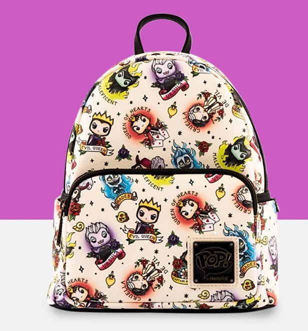 Pop by Loungefly Disney Villains Tattoo All Over Print Mini Backpack