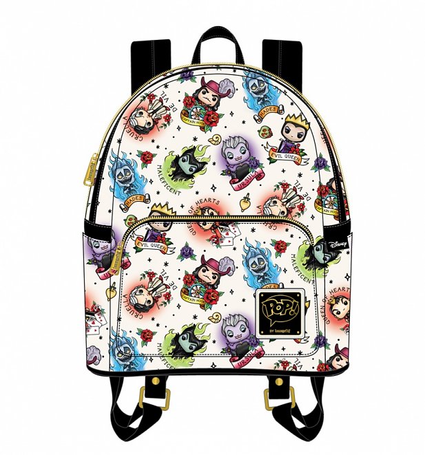 Pop by Loungefly Disney Villains Tattoo All Over Print Mini Backpack Pop by Loungefly Disney Villains Tattoo All Over Print Mini Backpack