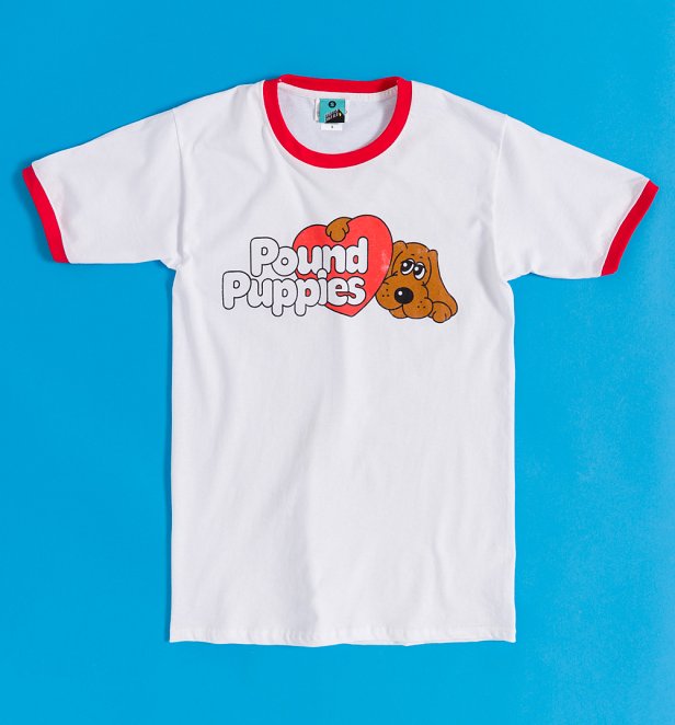 Pound Puppies Logo White And Red Ringer T-Shirt