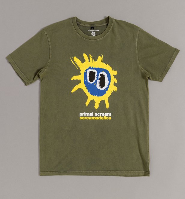 Primal Scream Screamadelica Stone Wash Green T-Shirt Primal Scream Screamadelica Stone Wash Green T-Shirt