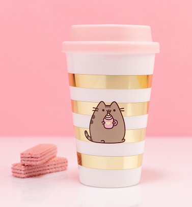 Pusheen Gold Stripe Travel Mug Pusheen Gold Stripe Travel Mug