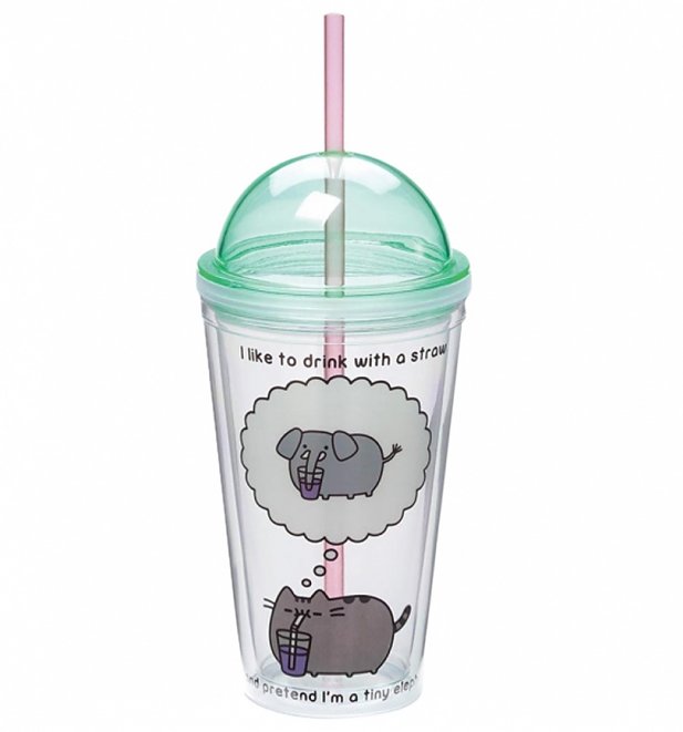 Pusheen Tiny Elephant Drinking Cup With Straw Pusheen Tiny Elephant Drinking Cup With Straw