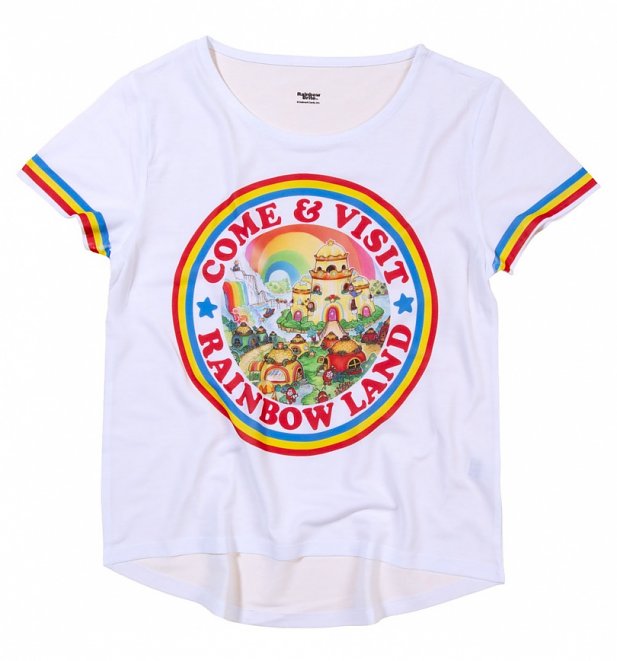 Rainbow Brite Come And Visit Rainbow Land Dipped Hem T-Shirt Rainbow Brite Come And Visit Rainbow Land Dipped Hem T-Shirt