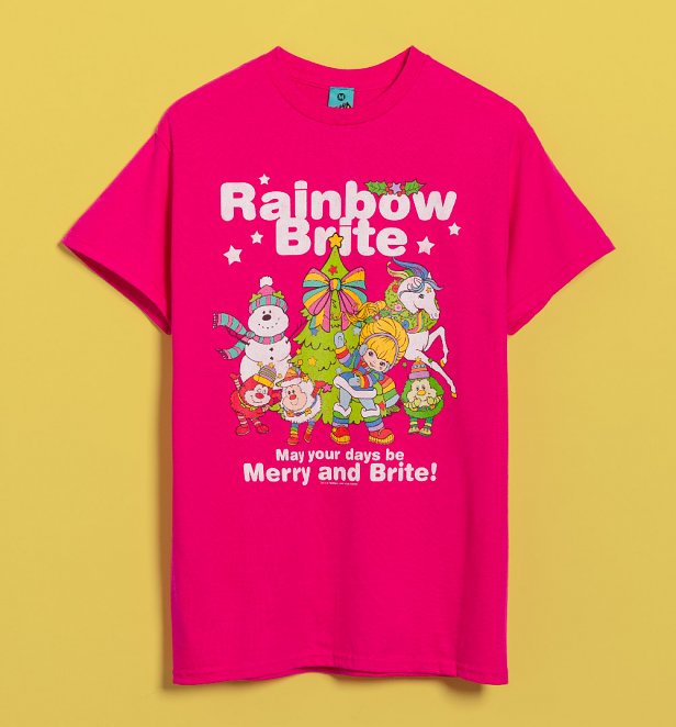 Rainbow Brite Merry And Brite Christmas Pink T-Shirt Rainbow Brite Merry And Brite Christmas Pink T-Shirt