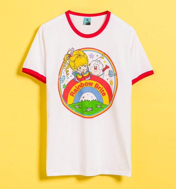 Rainbow Brite Rainbow Landscape White And Red Ringer T-Shirt Rainbow Brite Rainbow Landscape White And Red Ringer T-Shirt