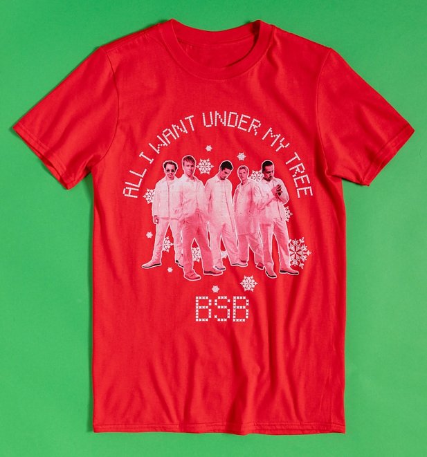 Red Backstreet Boys All I Want Under My Tree Christmas T-Shirt