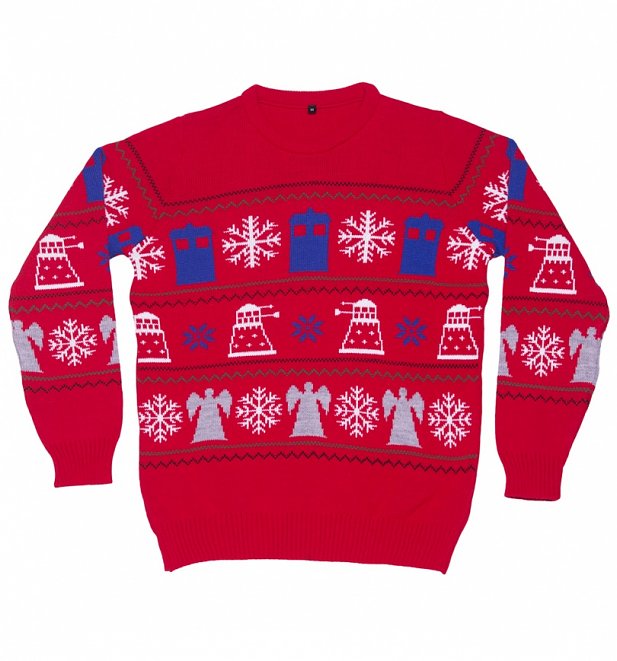 Red Doctor Who Knitted Christmas Jumper